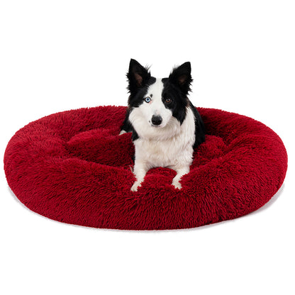 Fluffy Donut Dog Bed  Warm Soft Long Plush Pet Cushion Dog House Cat  Bed Washable Pet Sofa Mat Calming Samll Large Dog Beds