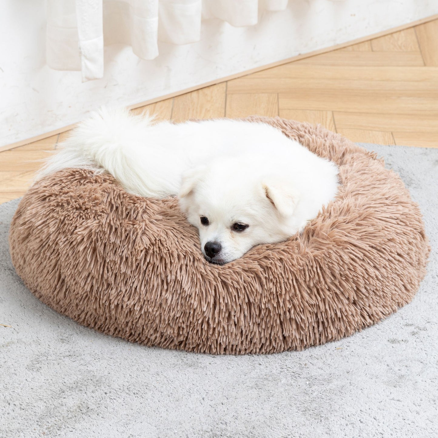 Fluffy Donut Dog Bed 🛏️ – Calming, Cozy & Washable Pet Haven 🐶🐱